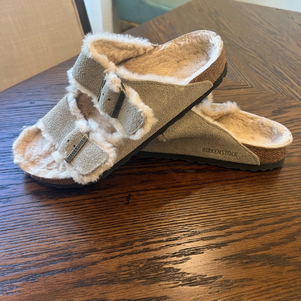 Birkenstock Tan Shearling Sandals